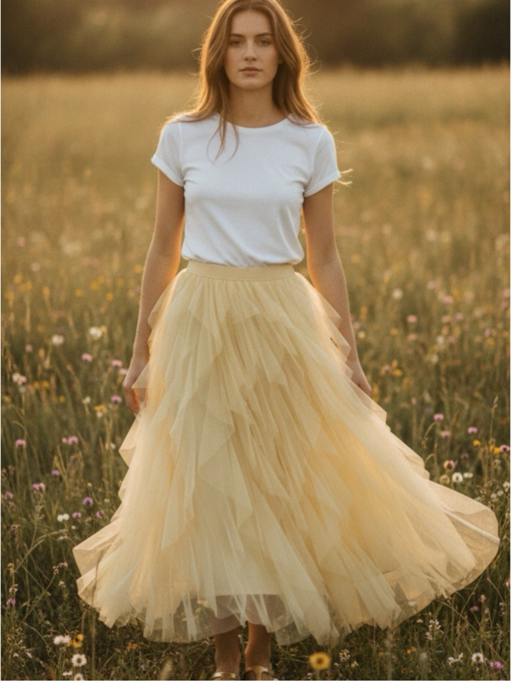 Soho Apparel Lemon Buttercream Yellow Tulle Ruffle Maxi Skirt Size XL NWT